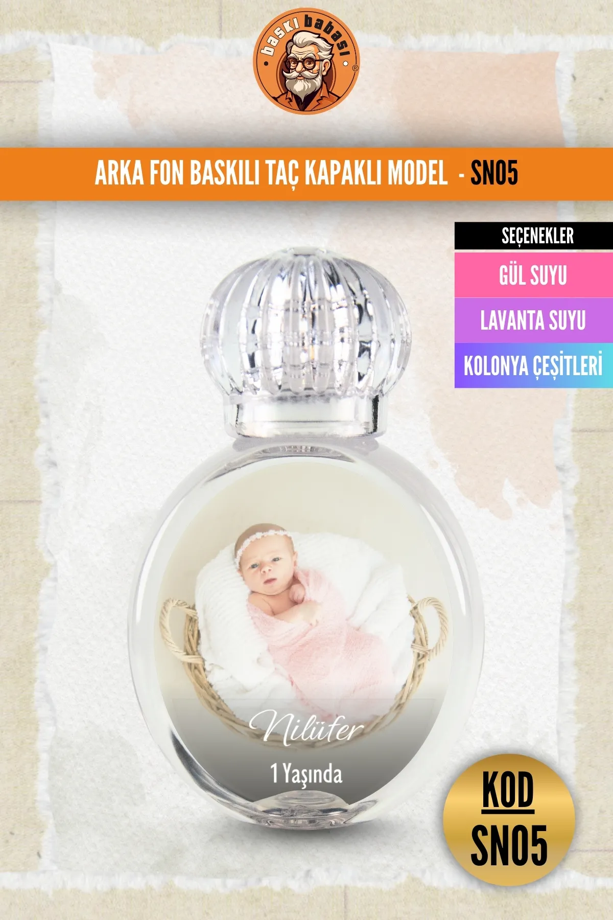 Arka Fon Baskılı Taç Kapaklı Şişe Arka Fon Baskılı Taç Kapaklı Şişe
